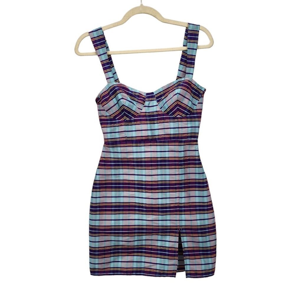 LPA Franca Dress in Purple Plaid Short Mini Dress Womens XXS